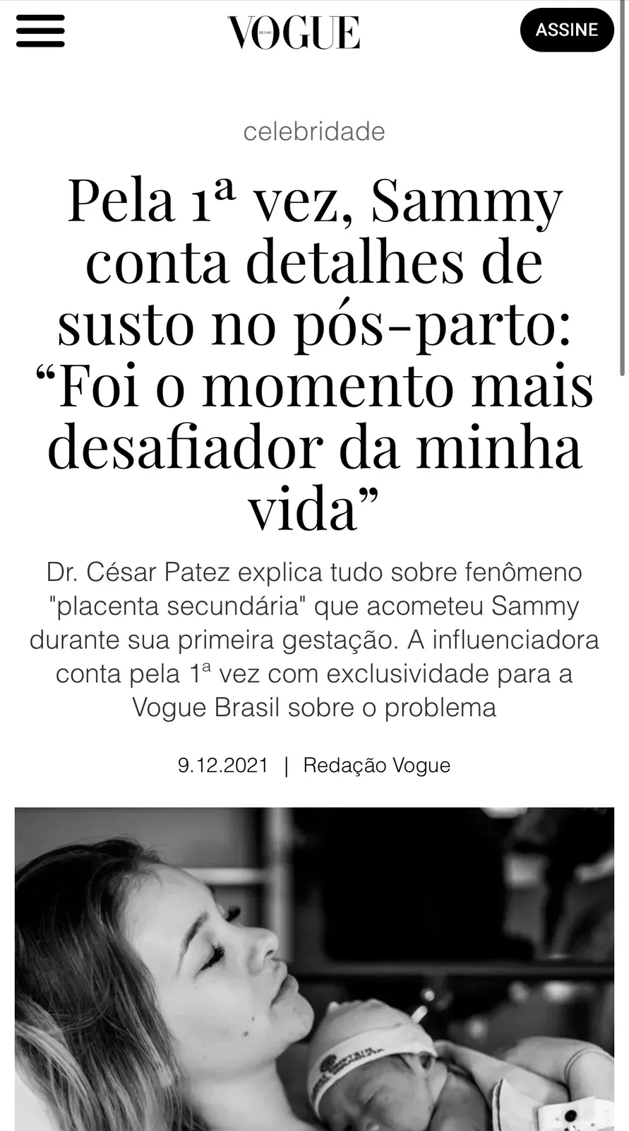 Publicação em Vogue sobre Dr. César Patez
