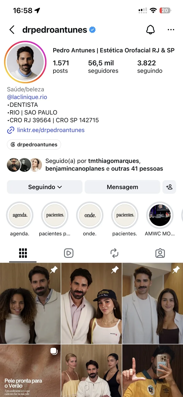 Captura real do Instagram de Dr. Pedro Antunes