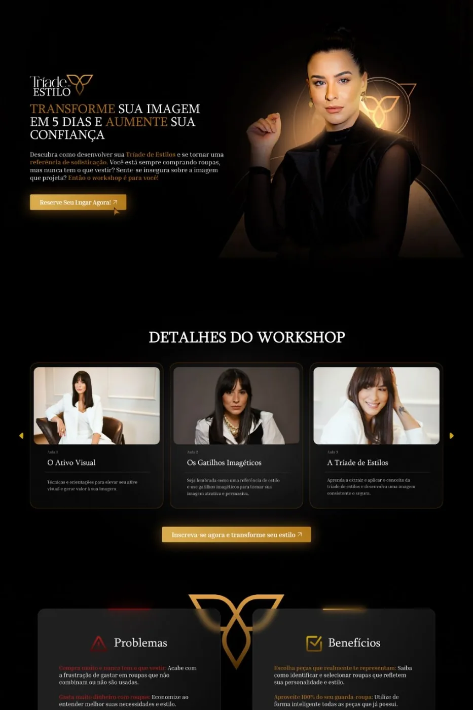 Referência original de site Tríade de Estilo enviada pelo cliente